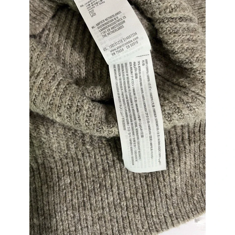 Abercrombie Fitch Cardigan Sweater Women’s M Brown Knit Cable Light Academia - Picture 7 of 9